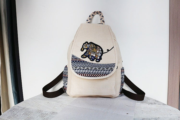 Women's Vintage Printing Wax Line Woven Fresh Women's Backpack