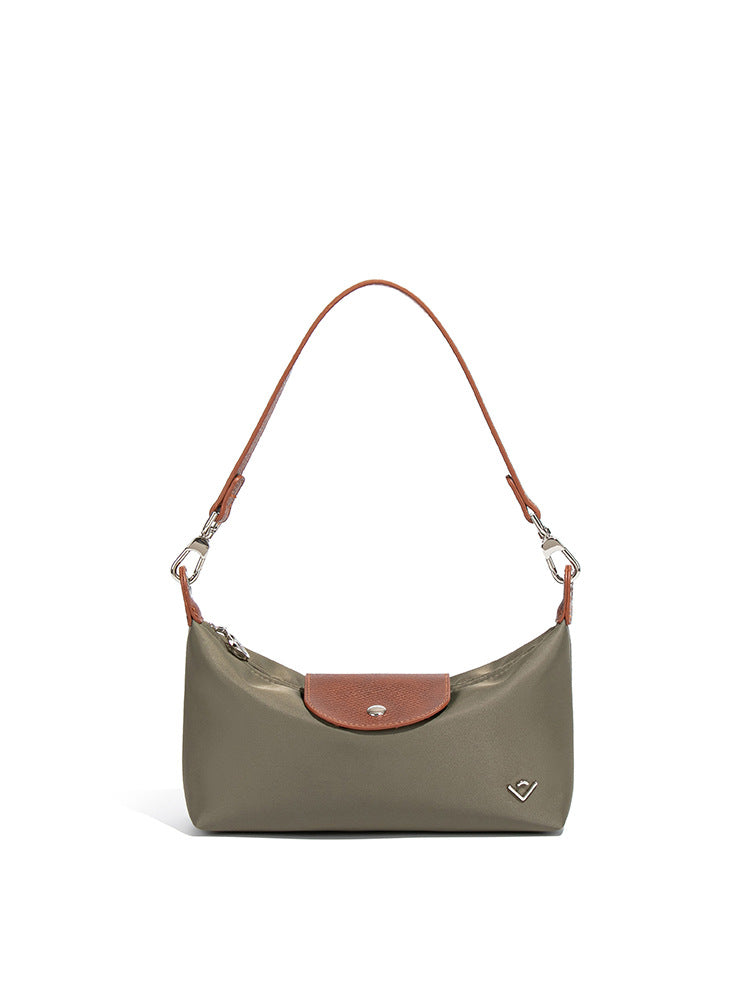 Women's Color Contrast Patchwork Nylon Flip Dumpling Lunch Underarm Bag
