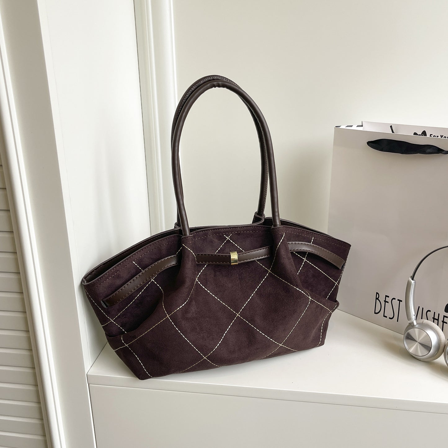 Embroidery Thread Suede Commuter Advanced Classic Tote Bag