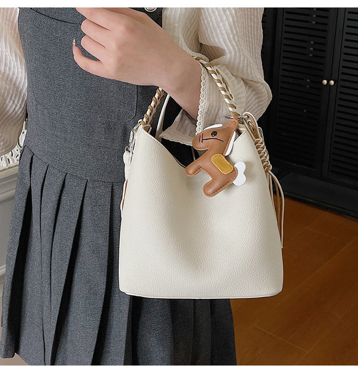 Women's Korean Style Urban Simple Large Capacity Textured Bucket Bags