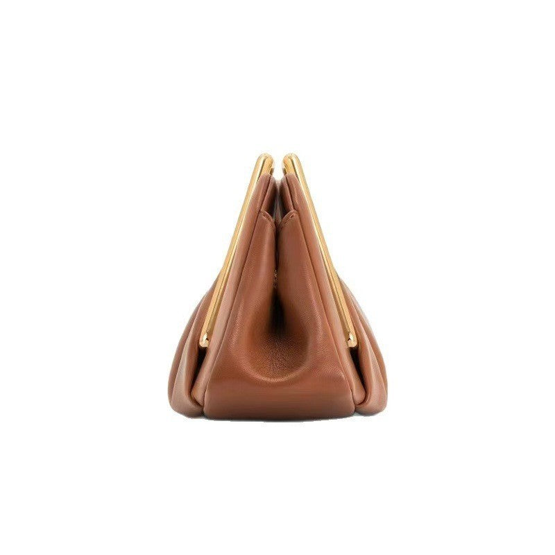 Women's Soft Leather Fashion Cloud Pleated Dinner Advanced Women's Handbag
