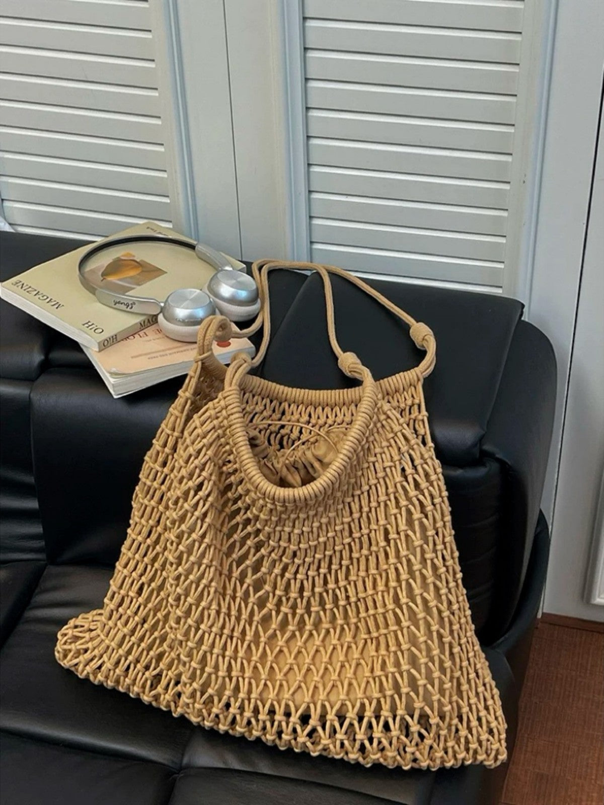 Women's Niche Lazy Large Capacity Handmade Vacation Weaving Style Tote Bag