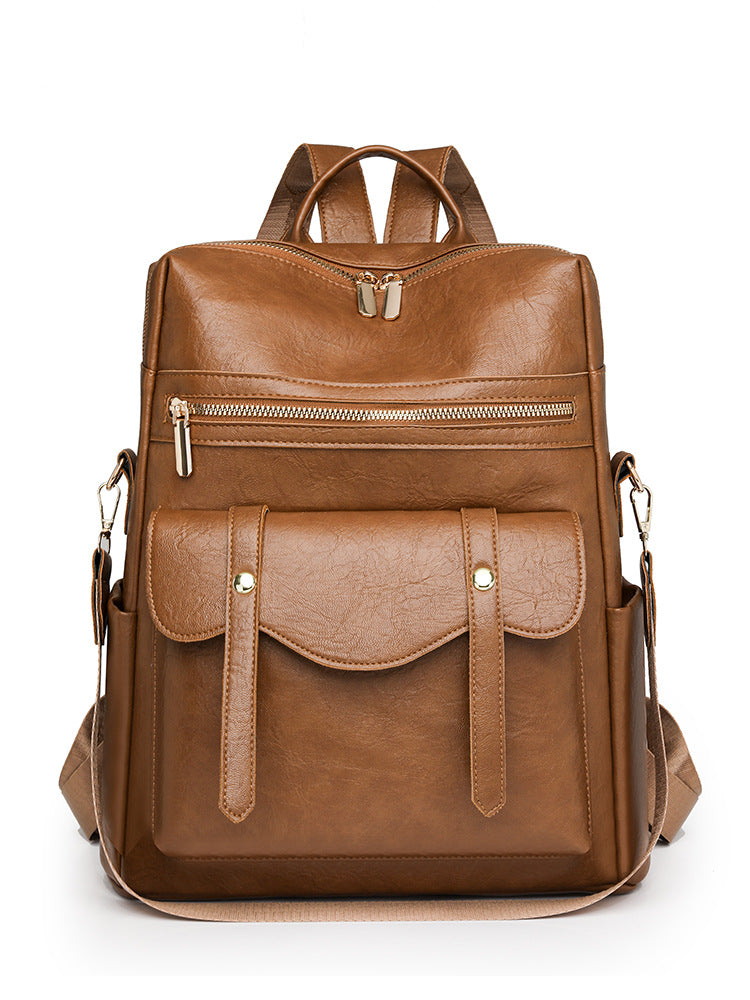 Women's Soft Leather Retro British Fashionable Women's Backpack