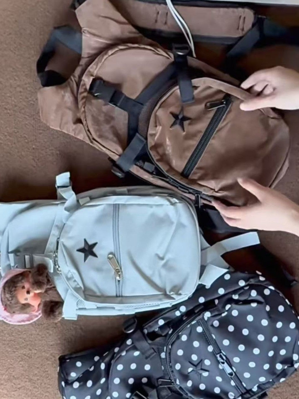 Polka Dot Large Capacity Lightweight Embroidery Patch Leisure Backpack