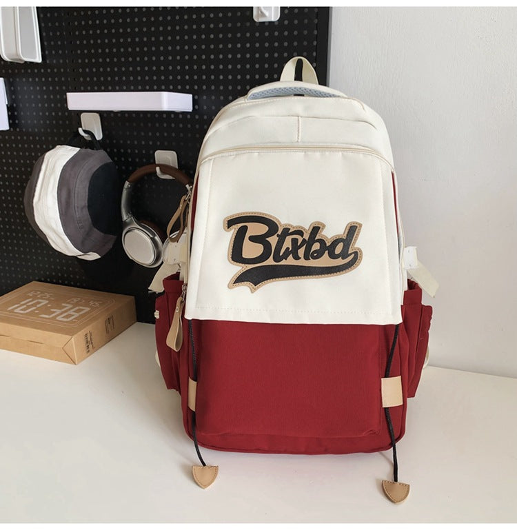 Women's Street Trend Junior's Contrast Color Campus Backpacks