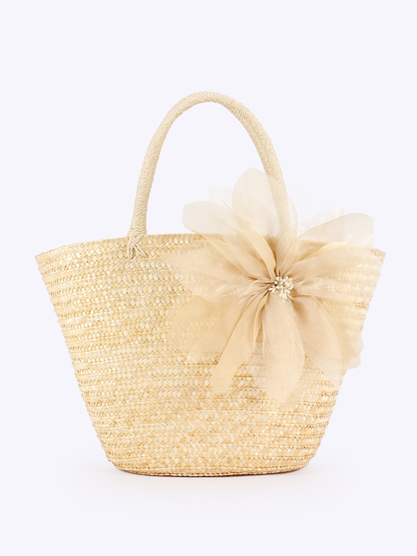 Women's Pastoral Silk Large Flower Woven Fashion Seaside Vacation Beach Women's Shoulder Bag