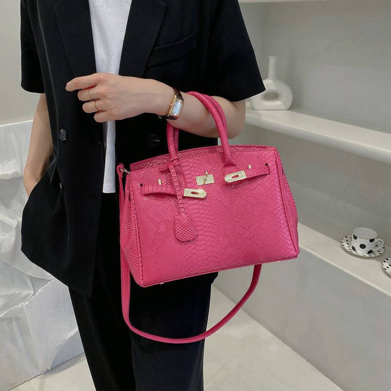 Women's Crocodile Pattern Platinum Oblique Large Capacity Women's Messenger Bag