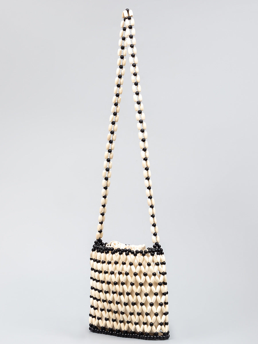 Women's Seaside Beach Vacation With Wooden Beads Decoration Women's Shoulder Bag