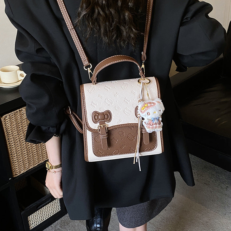 Women's Embossed Bow Korean High Sense Sweet Women's Backpack