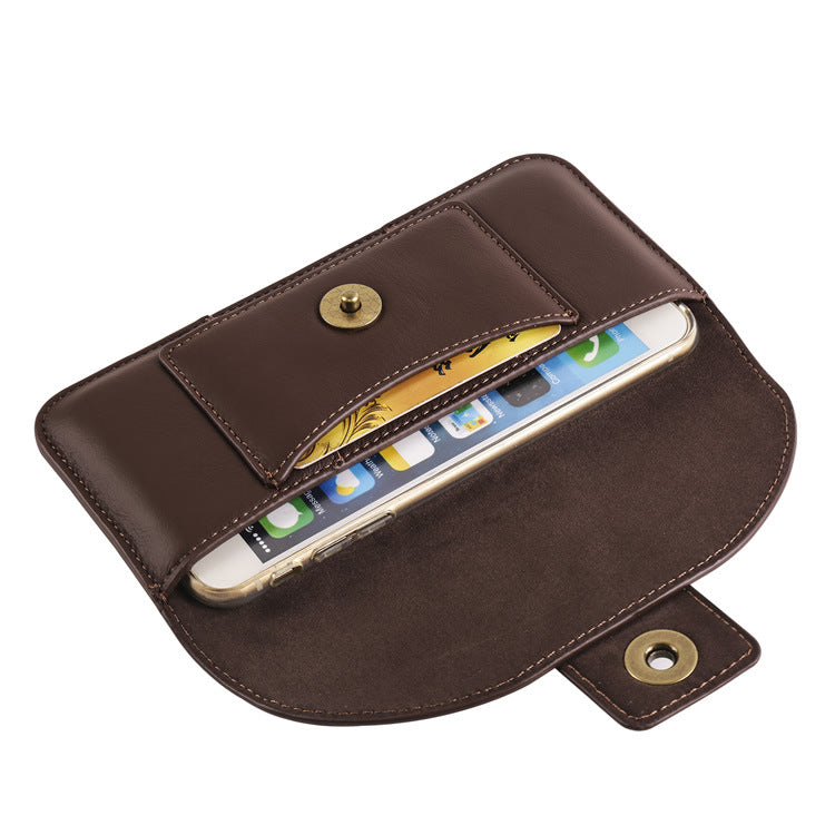 Men's Hanging First Layer Cattlehide Cover Horizontal Dad Phone Bags