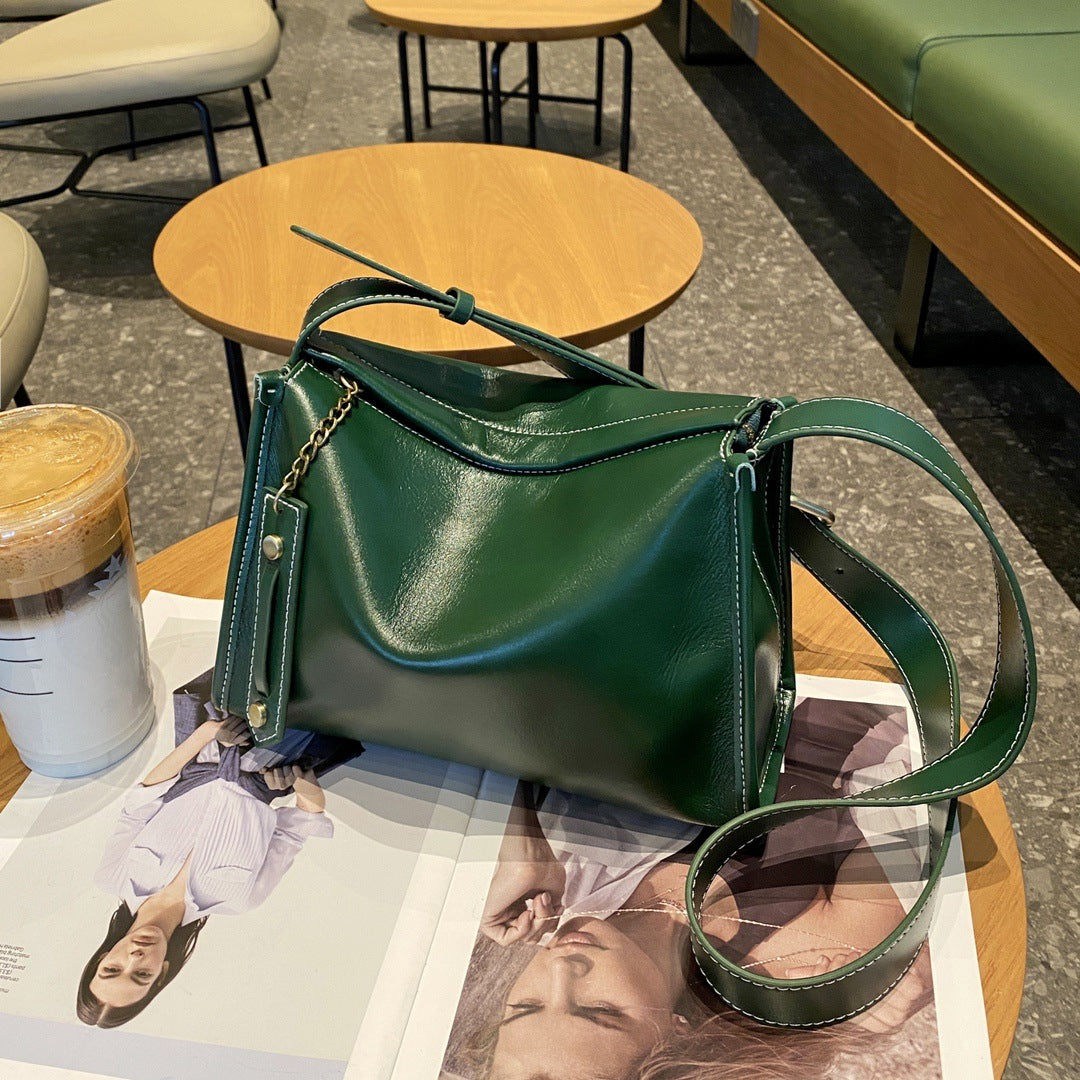 Fashion Genuine Leather Large Capacity First Layer Vegetable Small Square Bags