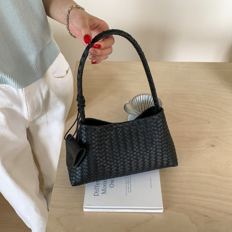 Women's Advanced Texture Light Luxury Woven Underarm Baguette Bags