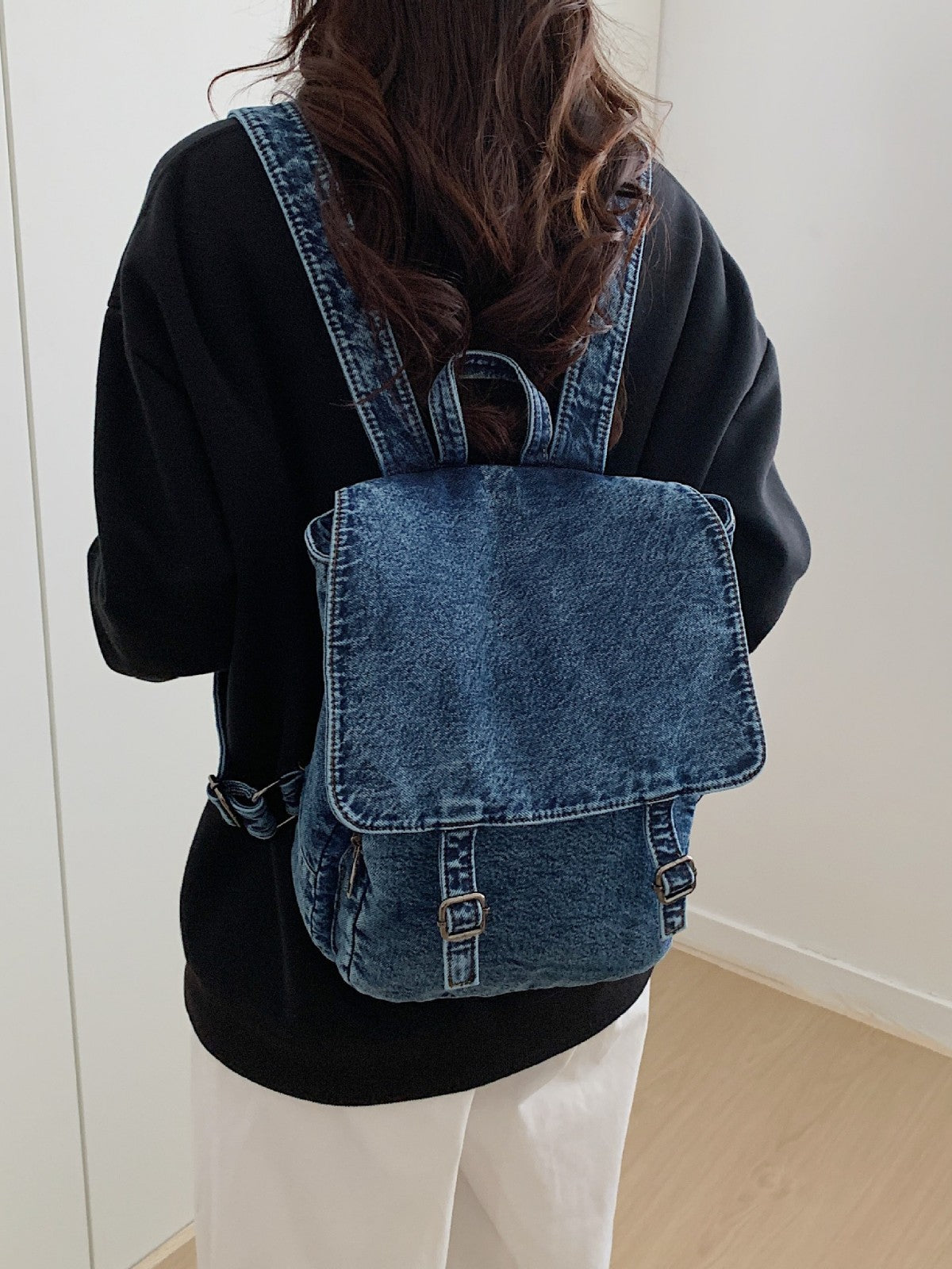 Women's & Men's Spring Denim Washed-out Vintage Large Capacity Women's Backpack