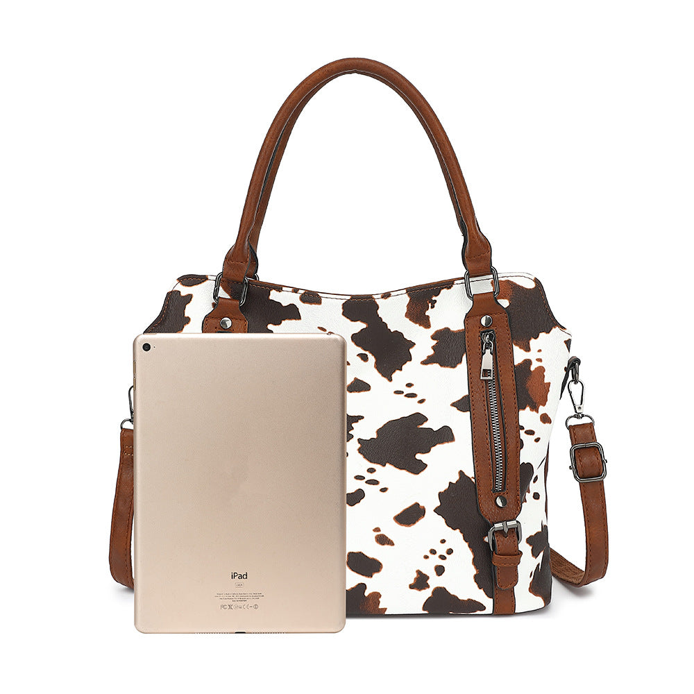 Women's Fashionable Retro Commuter Milk Pattern Son Bags