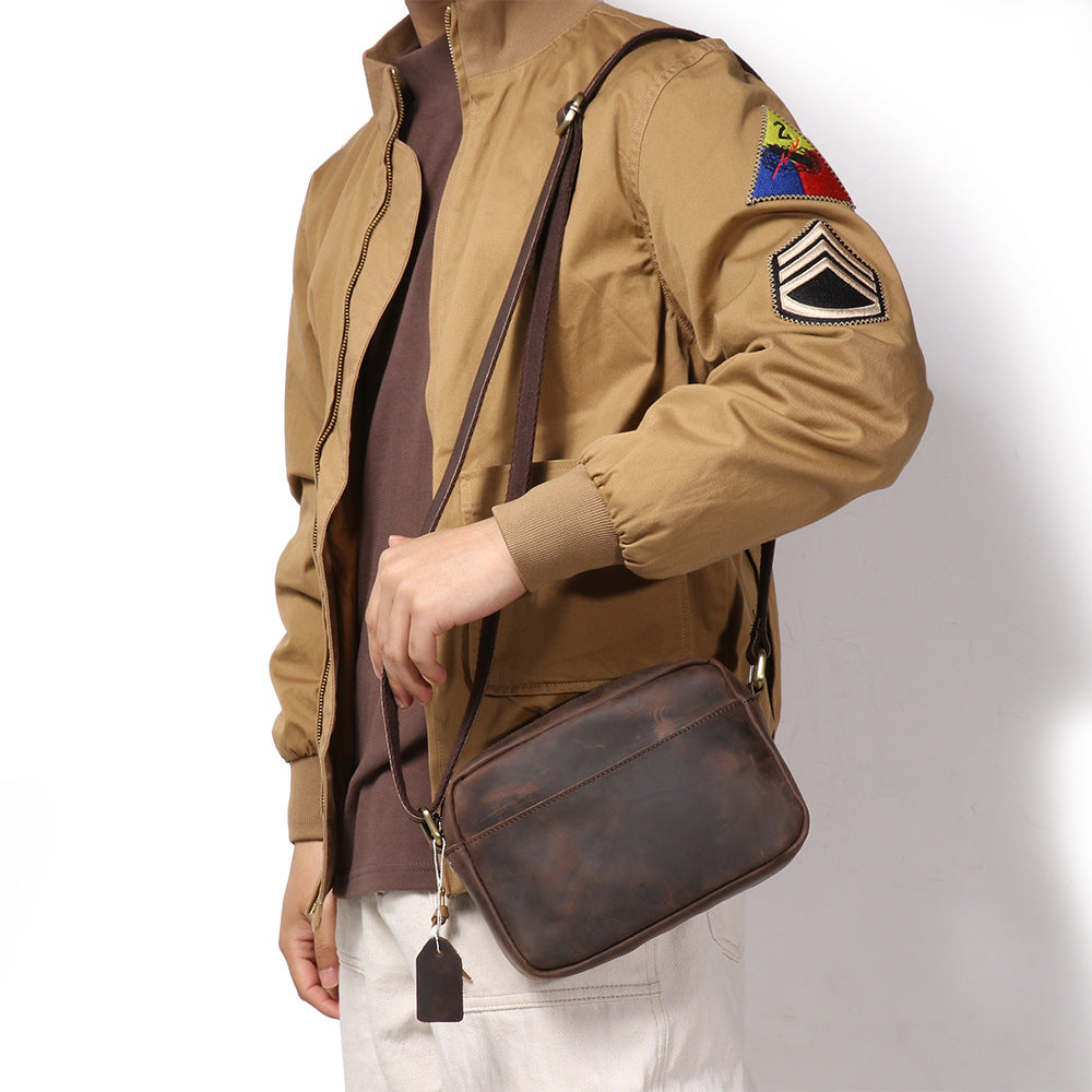 Men's Top Layer Cowhide Commuter Genuine Leather Clutch Bags