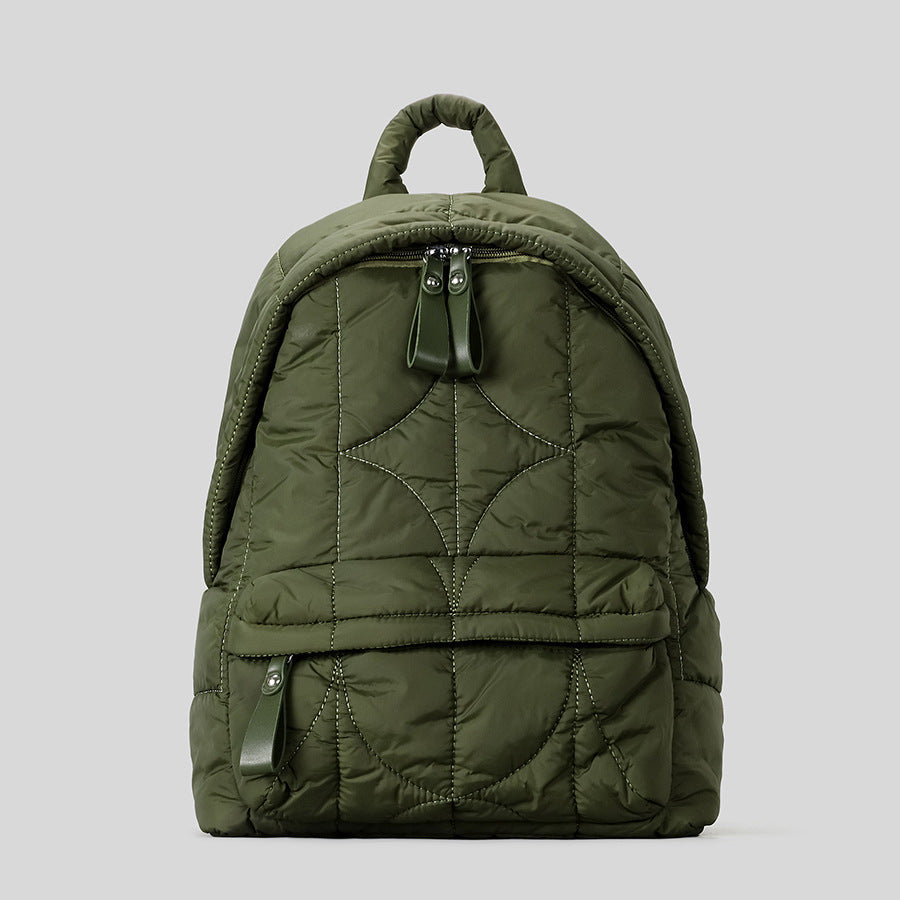 Women's Rhombus Quilted Feeding Cotton Nylon Puff Backpacks