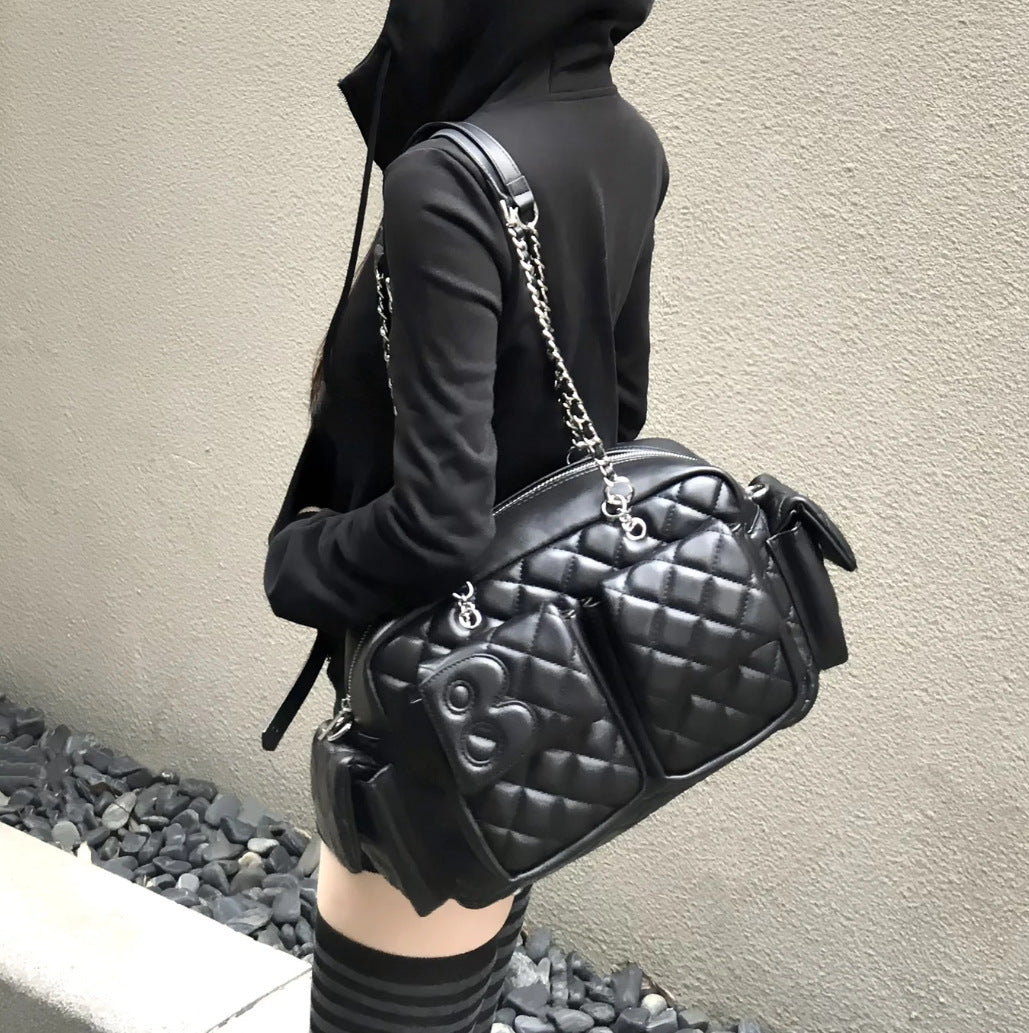 Large Capacity Simple Commute Rhombus Retro Women's Shoulder Bag