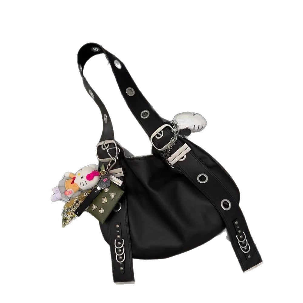Style Spring Retro Round Hole Punk Women's Shoulder Bag