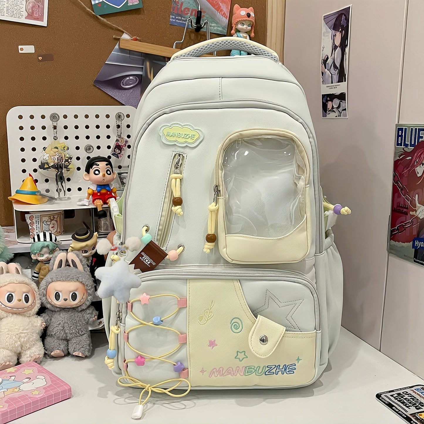 Good-looking Fresh Sweet Dopamine Transparent Bar Cartoon Junior Leisure Backpack