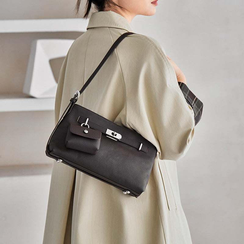 Women's Cowhide Kelly Commuter Underarm Portable Oblique Women's Messenger Bag