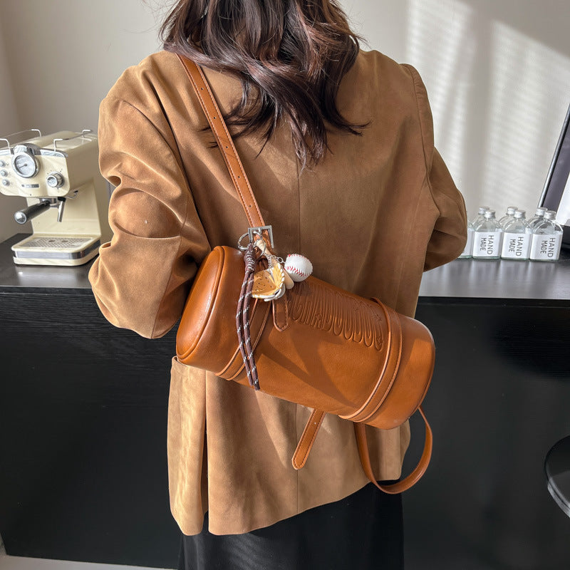 Women's Retro Texture Portable Soft Leather Round Bucket Bag