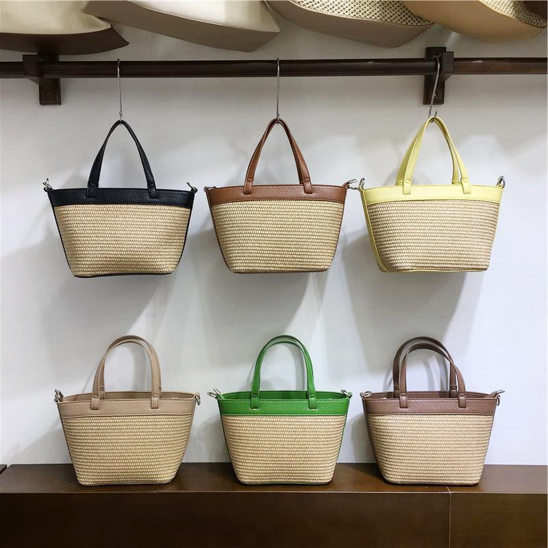 Women's French Summer Niche Straw Woven Color Tote Bags