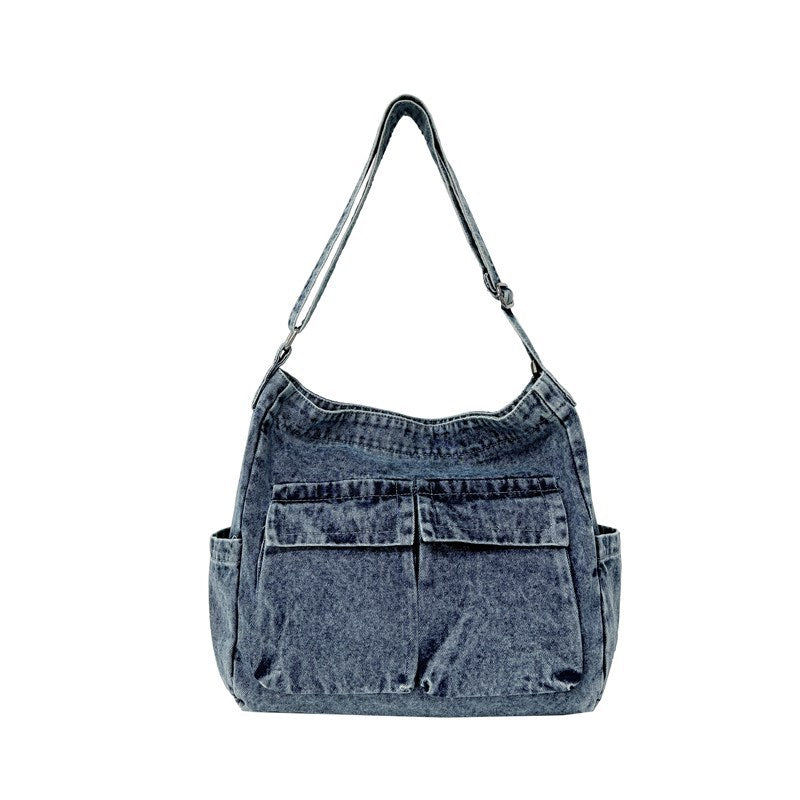 Retro Denim Art Class Make-up Korean Style Women's Shoulder Bag
