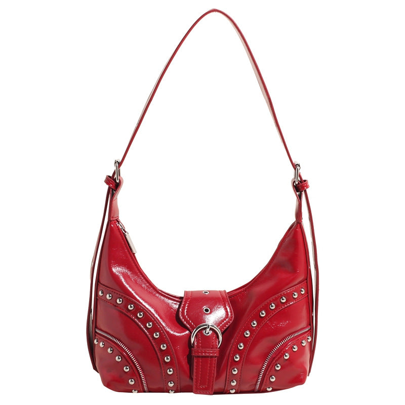 Women's Retro Fashion Haulage Motor Style Spring Fashionable Stylish Personality Underarm Bag