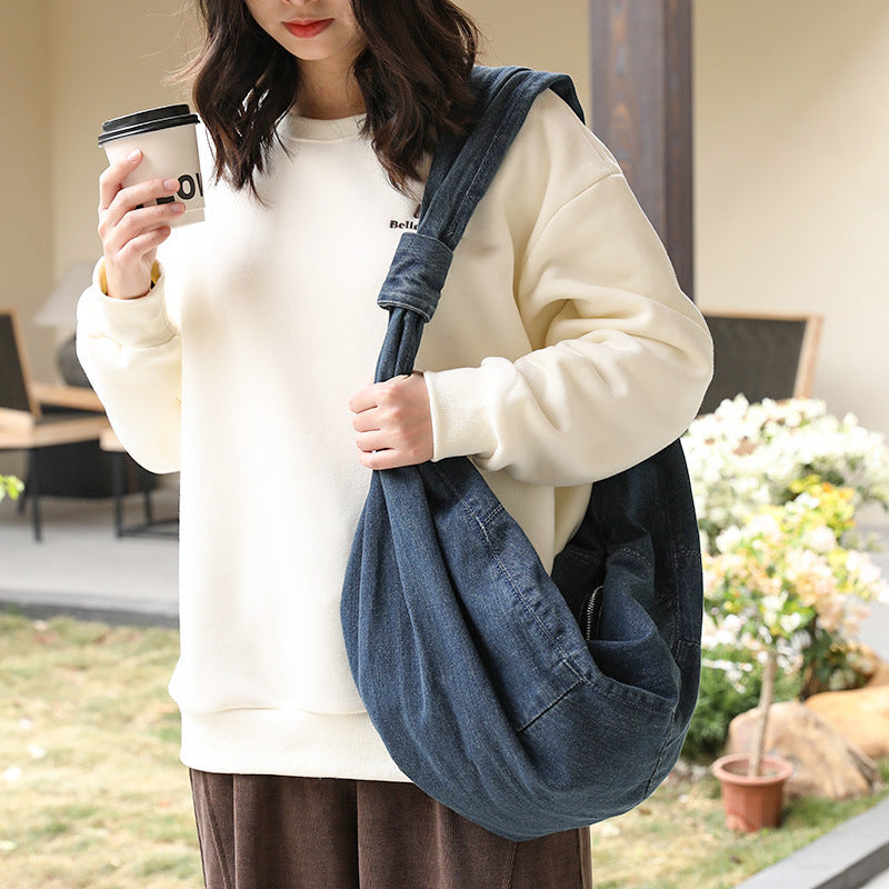 Women's Leisure Artistic Canvas Fashion Denim Dumpling Women's Messenger Bag