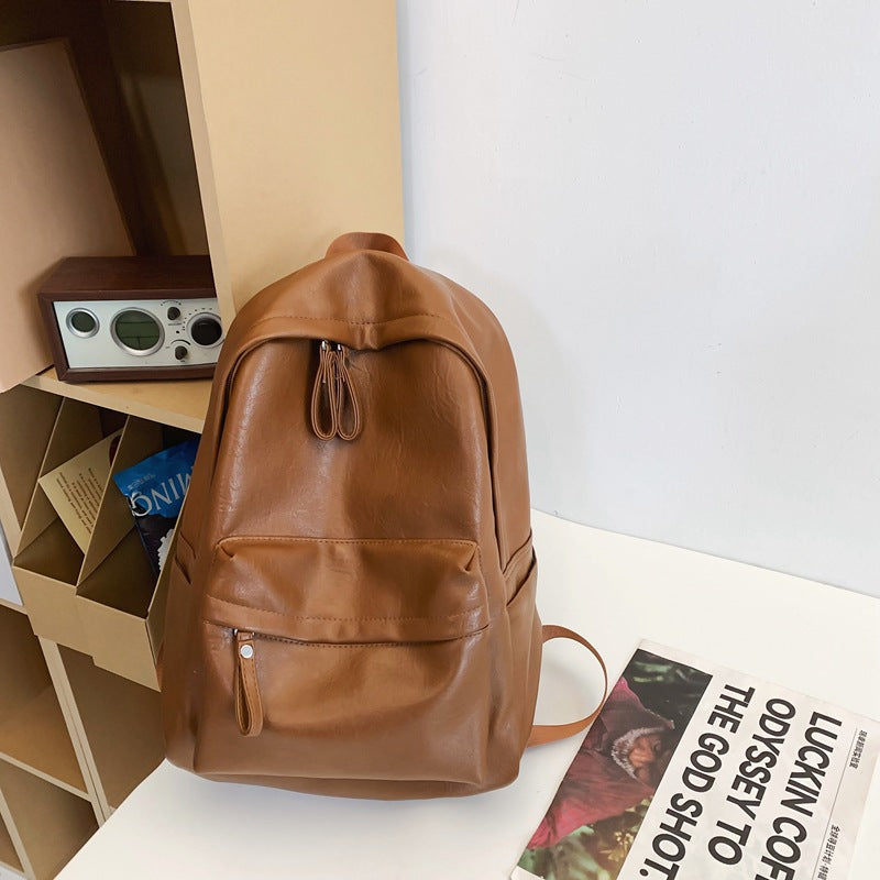 Men's & Women's British Leather Large Capacity College Trend Leisure Backpack