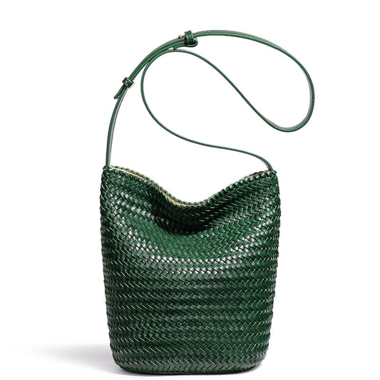 Classy Women's Retro Woven Handmade Leisure Bucket Bags