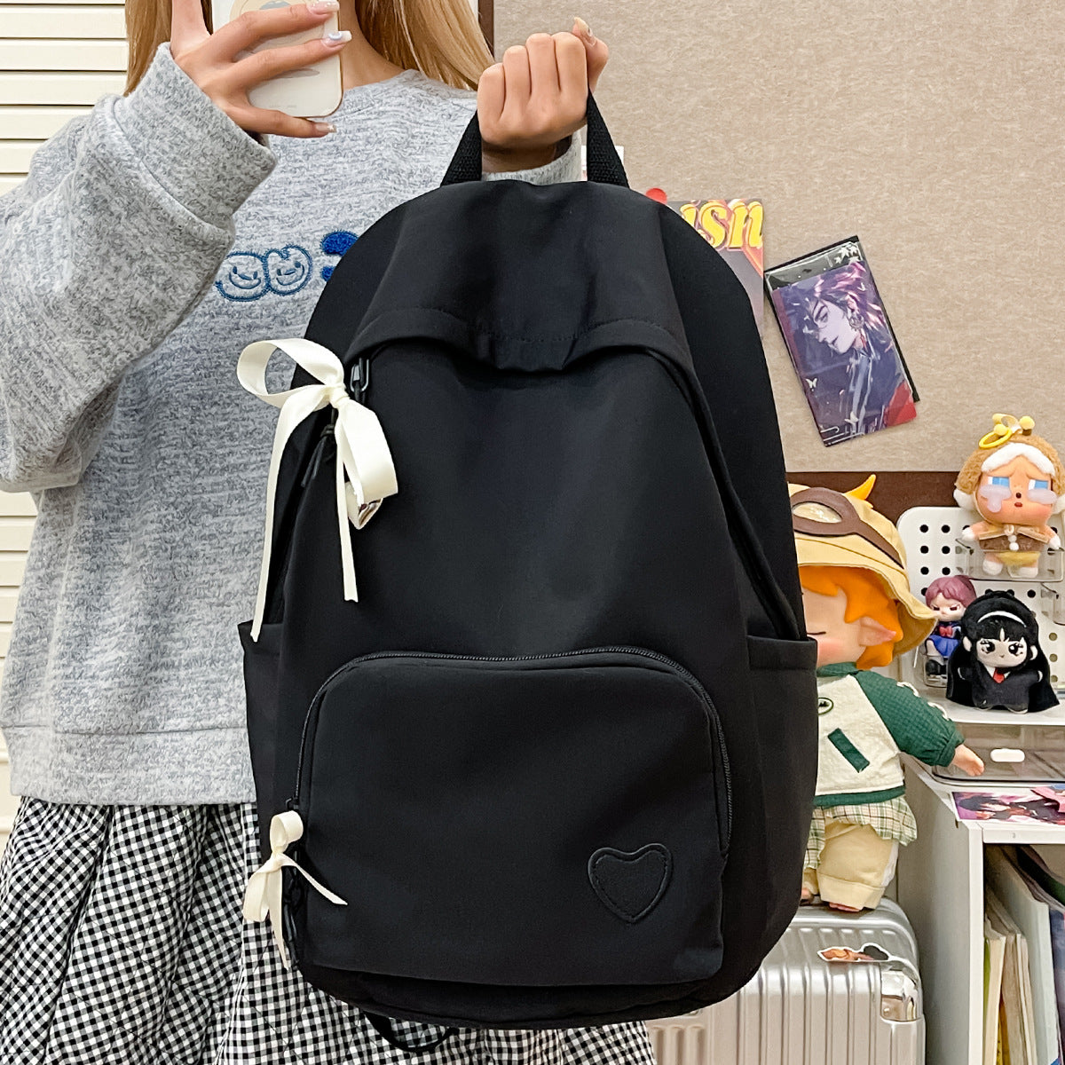 Solid Color Simple Good-looking Campus Lightweight Junior Women's Backpack