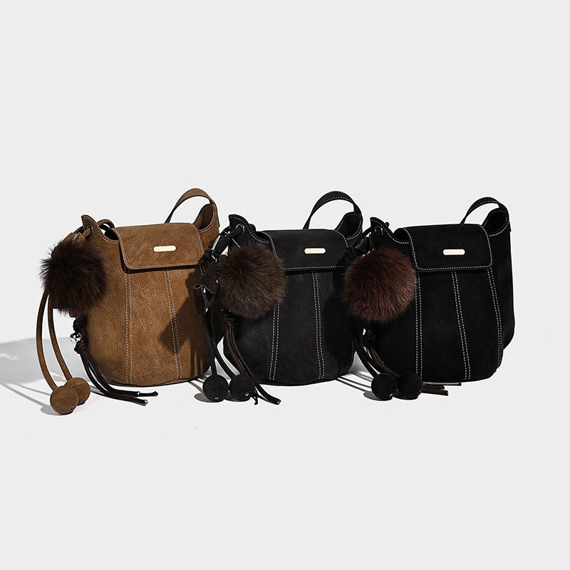 Women's Pumpkin Winter High-grade Commute Vintage Shoulder Bags