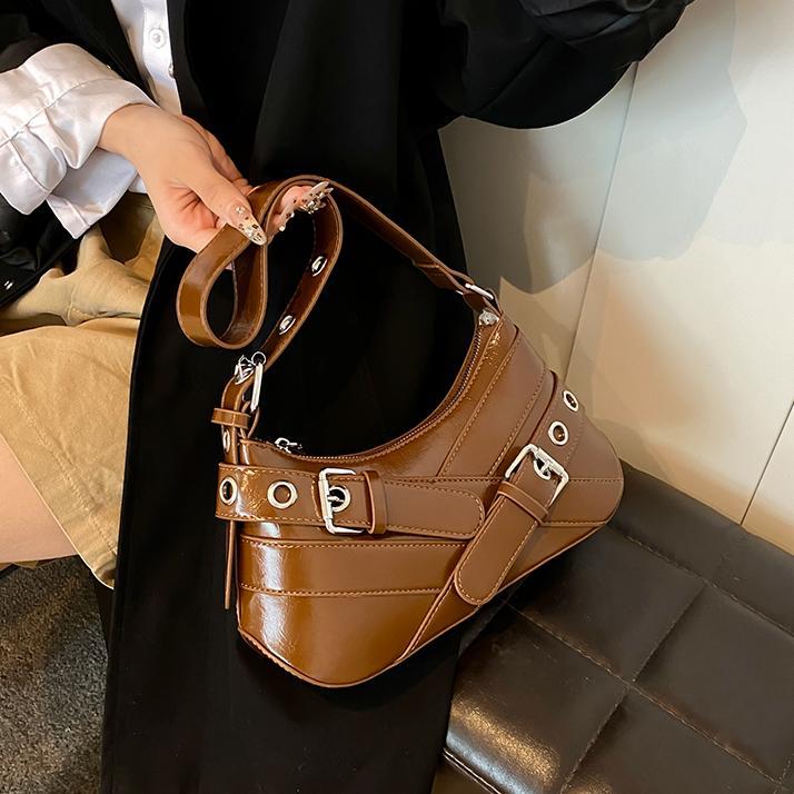 Retro Fashion Korean Style Niche Design Motorcycle Versatile High Underarm Bag