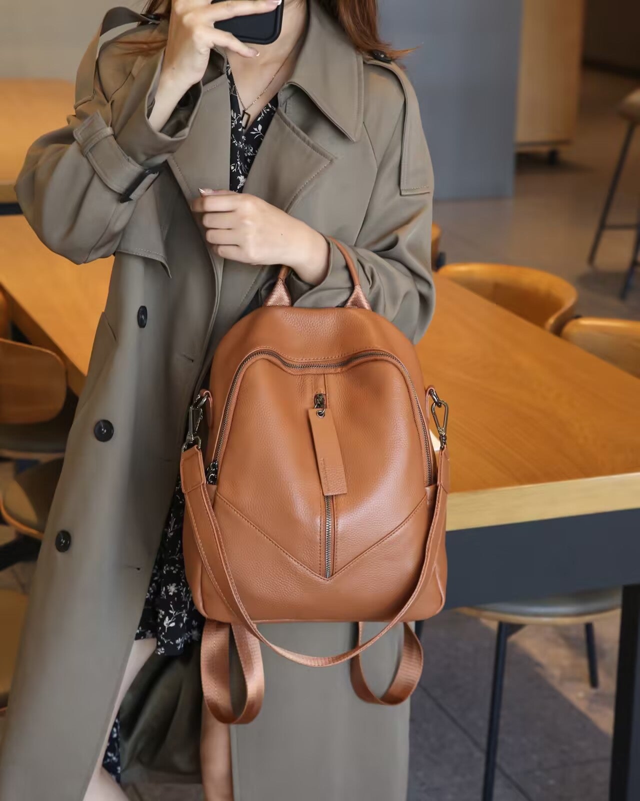 Slouchy Women's Leather Soft Design Commute Women's Backpack