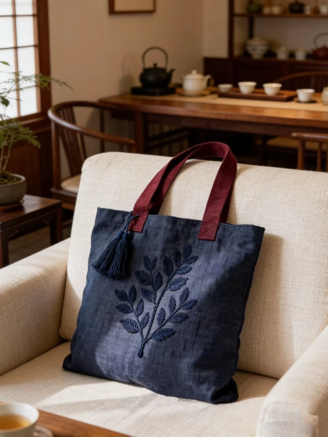 Style Embroidery Canvas Niche National Simple Portable Women's Shoulder Bag