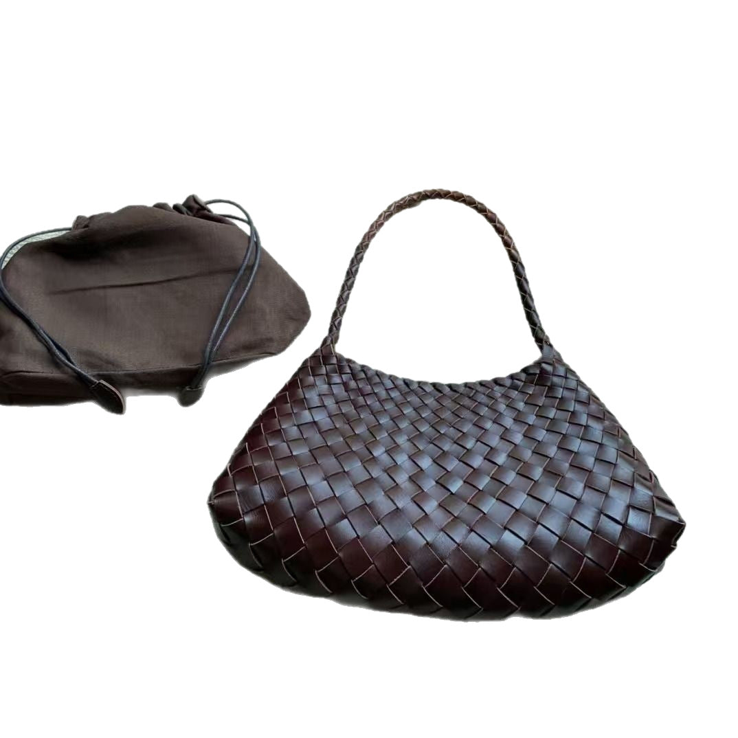 Charming Women's Cowhide Woven Vintage Baguette Handbags