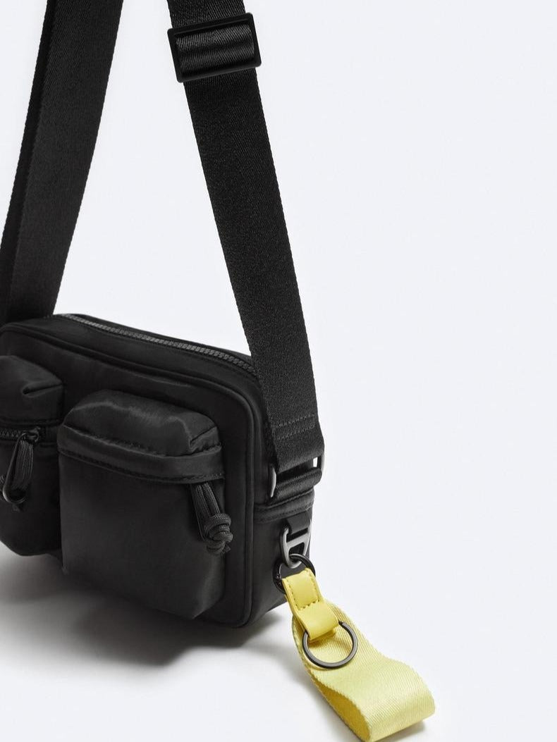 Men's Fashion Black Nylon Cloth Mini Commuter Bags