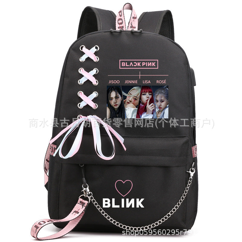 Pink Black Kim Jin Jenny Park Printed Burden Backpacks