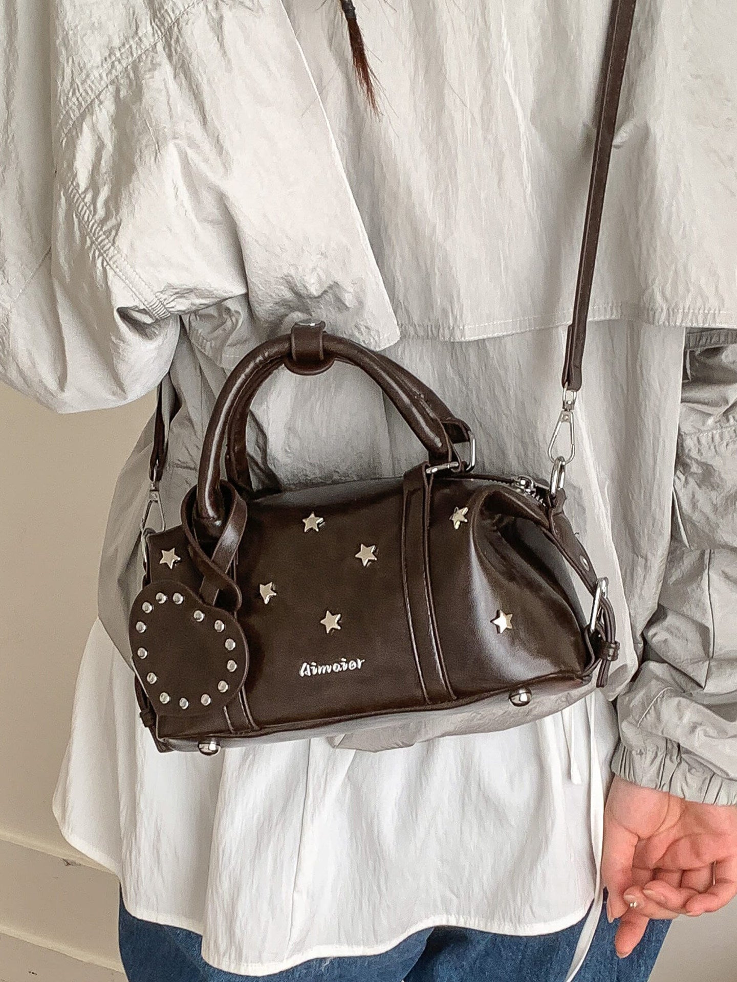 Women's Vintage Spring Fashion Studded Commuter Shoulder Bags