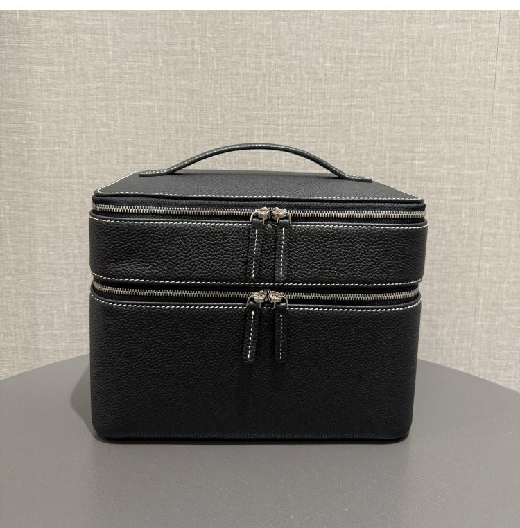 First Layer Cowhide Large Capacity Printable Multifunctional Jewelry Makeup Bag