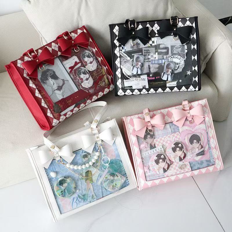 Wu Dong Shop Two-dimensional Bar Badge Transparent Cartoon Female Strawberry Women's Shoulder Bag