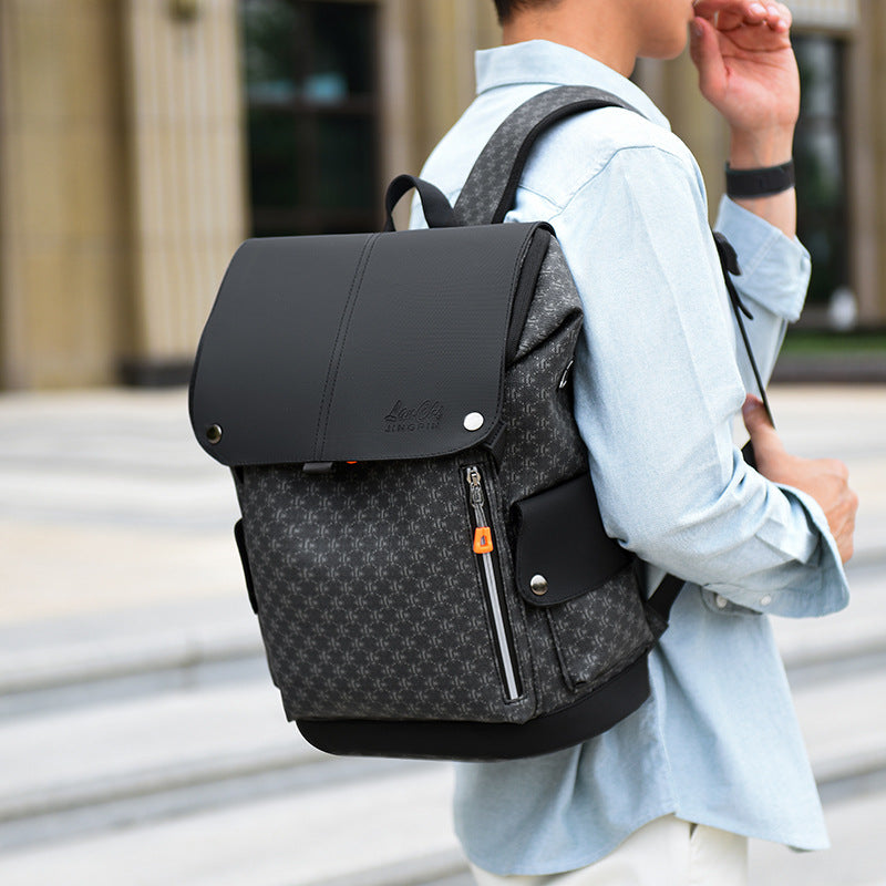 Men's Trendy Printing Business Commute Computer Large Leisure Backpack