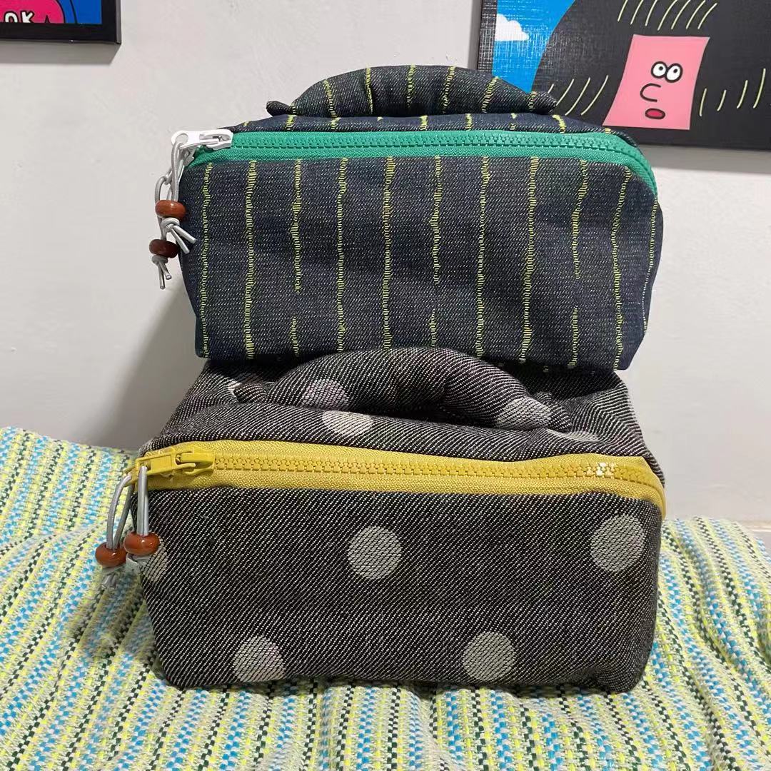 Denim Storage Large Capacity Leather Macaron Sweet Cosmetic Bags