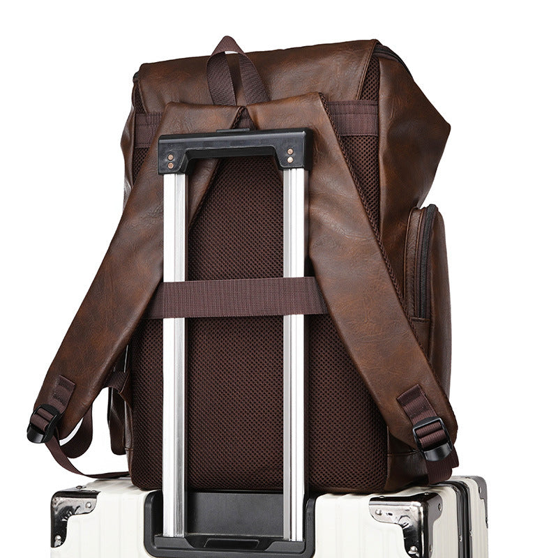 Popular Men's Fashion Vintage Leather Commuter Leisure Backpack