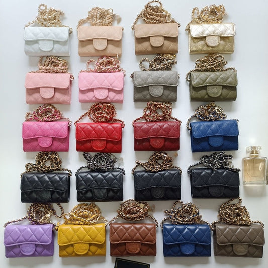 Classy Glamorous Women's Diamond Check Chain Card Pack Card Sleeve