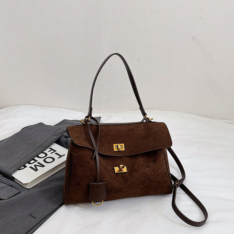 Women's Portable Niche Idle Style Suede Large Lock