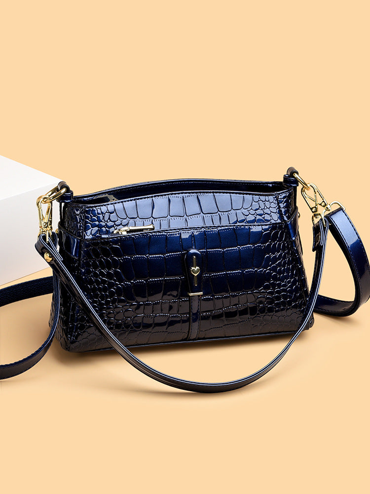 Women's Crocodile Pattern Mother Multilayer One Fashion Portable Large Women's Shoulder Bag