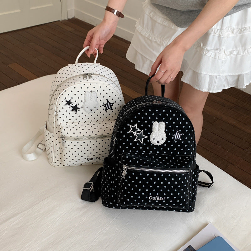 Rabbit Polka Dot Simple Large Capacity Lightweight Women's Backpack