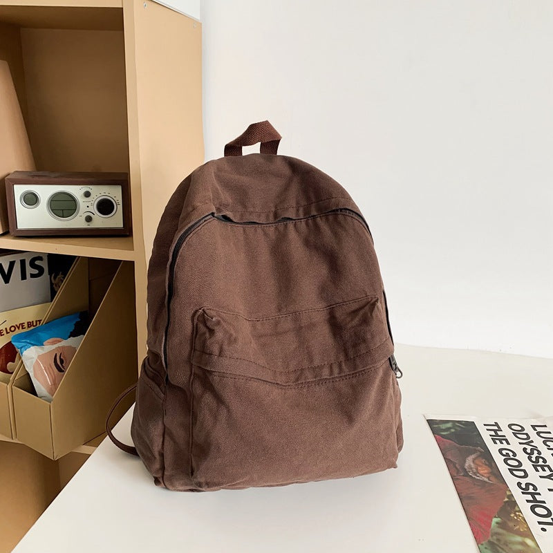 Large Capacity Retro Style Washed Canvas Women's Backpack